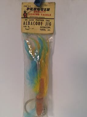 Vintage Penguin Albacore Jig NOS Sealed Feather Tail Tuna Fishing Lure